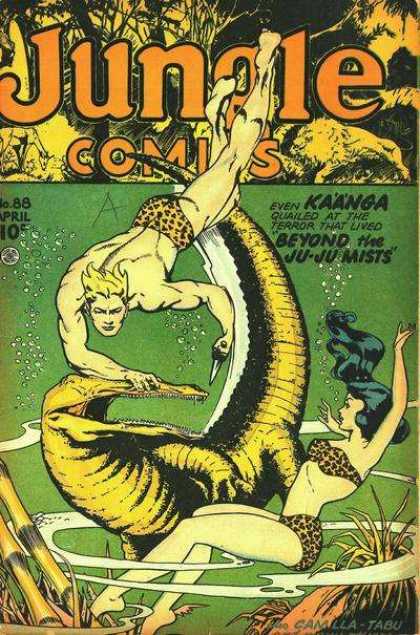 Jungle Comics 88 - Reptile - Woman - Man - Trees - Bubbles