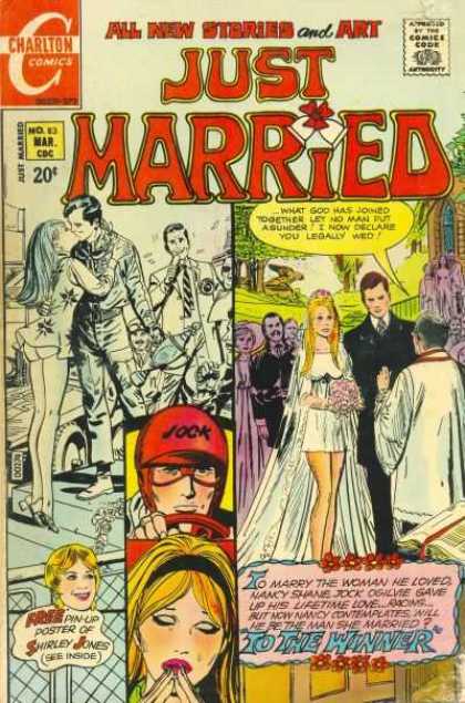 Just Married 83 - Marriage - Weddings - Shirley Jones Pin-up - Race Car - Jock