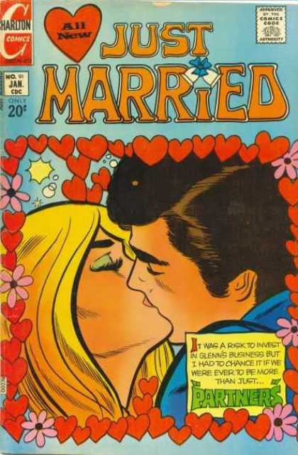 Just Married 91 - Hearts - Flowers - Wedding Bells - Kissing - Partners