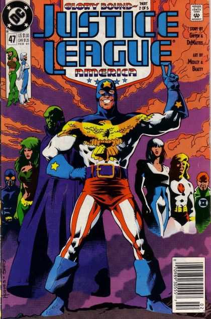 Justice League America 47 - Griffen - Green Lantern - Glory Bound - Victory Sign - Martian Manhunter - Adam Hughes