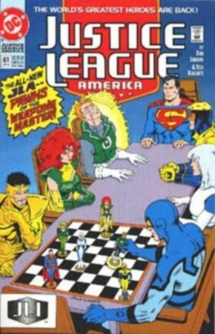 Justice League America 61 - Justice League - Superman - Chess Game - Greatest Heroes - Are Back - Dan Jurgens