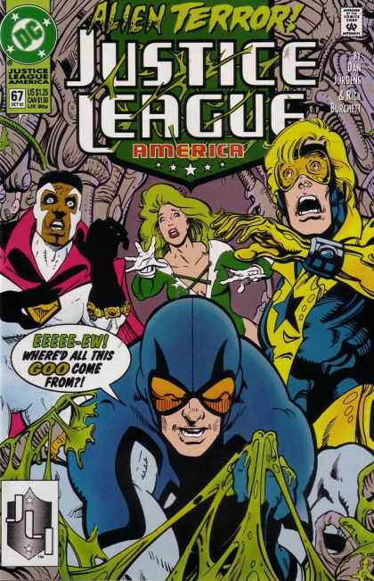 Justice League America 67 - God - Green - Yellow - Black - Hand - Dan Jurgens
