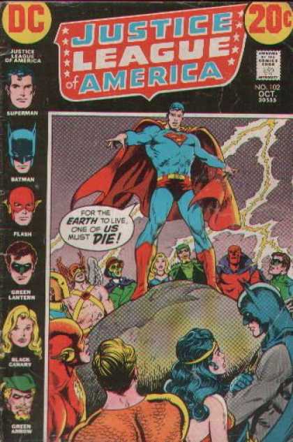 Justice League of America 102 - Earth - Superman - Batman - Flash - Green Lantern - Nick Cardy