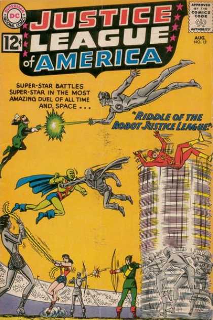 Justice League of America 13 - Riddle Of The Robot Justice League - Duels - Wonder Woman - Flash Gordon - Green Lantern - Murphy Anderson