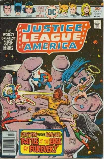 Justice League of America 134 - Giant Space Hand - Despero - Edge Of Forever - Hawkman - Elongated Man - Ernie Chan
