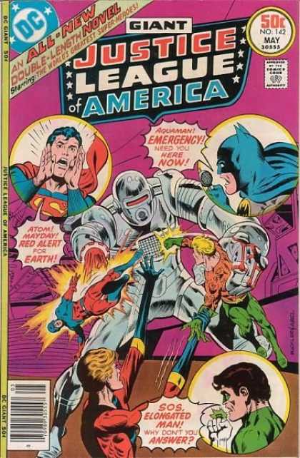 Justice League of America 142 - An All-new Double-length Novel - Starring The Worlds Greatest Super-heroes - Aquaman Emergency Need You Here Now - 50 Cents No 142 May - Atom Mayday Red Alert For Earth - Richard Buckler