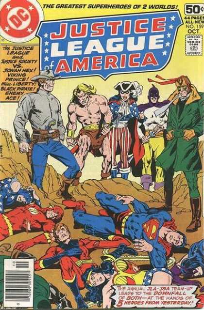 Justice League of America 159 - The Greatest Superheros Of 2 Worlds - Dc - Downfall - Cap - Sword - Dick Giordano, Richard Buckler