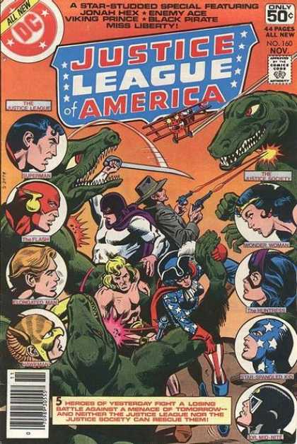 Justice League of America 160 - Superman - Dinosaur - The Flash - Jonah Hex - Miss Liberty - Dick Giordano