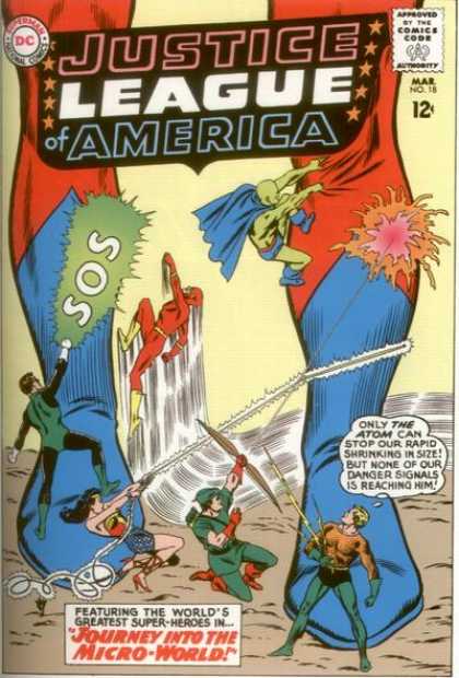 Justice League of America 18 - Costume - Superhero - Giant Legs - Battle - Journey Into The Micro World