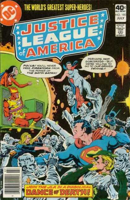 Justice League of America 180 - The Worlds Greatest Super-heroes - Costumes - Superman - The Satin Satan - Battle - Jim Starlin