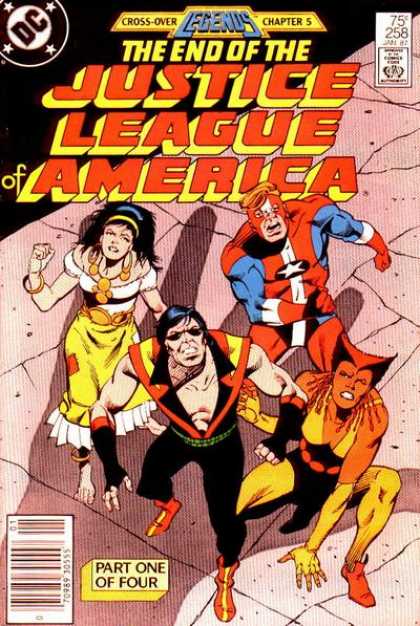 Justice League of America 258 - Cross-over Legends Chapter 5 - 75c 258 - Part One Of Four - Woman Looking Up - Raised Fists