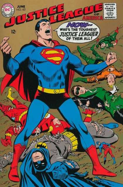Justice League of America 63 - Superman - The Flash Lying On The Ground - The Green Lantern Lying On The Ground - Aquaman Lying On The Ground - Batman Lying On The Ground