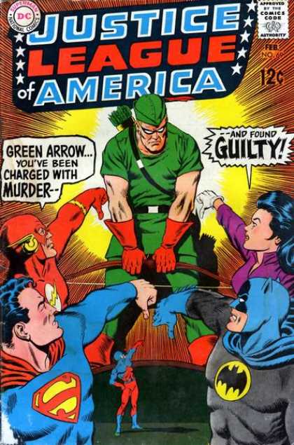 Justice League of America 69 - Flash Gordon - Superman - Batman - Green Arrow - Bow - Carmine Infantino