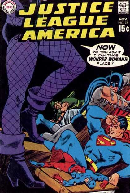 Justice League of America 75 - November - Comics Code Authority - 15 Cents - Speech Bubble - Fishnet Pantyhose - Carmine Infantino