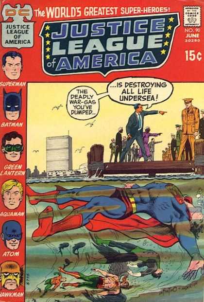 Justice League of America 90 - Superman - Sea - Gas - Toxic - Fish - Carmine Infantino, Murphy Anderson
