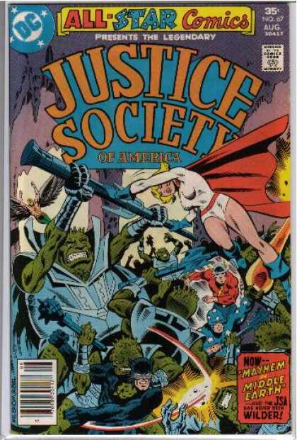 Justice Society of America 67 - Dc - Approved By The Comics Code Authority - Gun - Middle Earth - Mayhem
