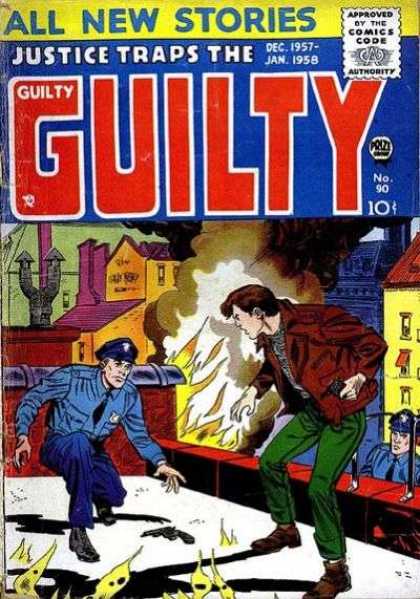 Justice Traps the Guilty 90 - Police - Man - Fire - Buildings - Gun
