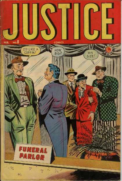 Justice 8 - Funeral Parlour - How Big - His Size - Id Like A Coffin - Marvel Comic - Alex Ross