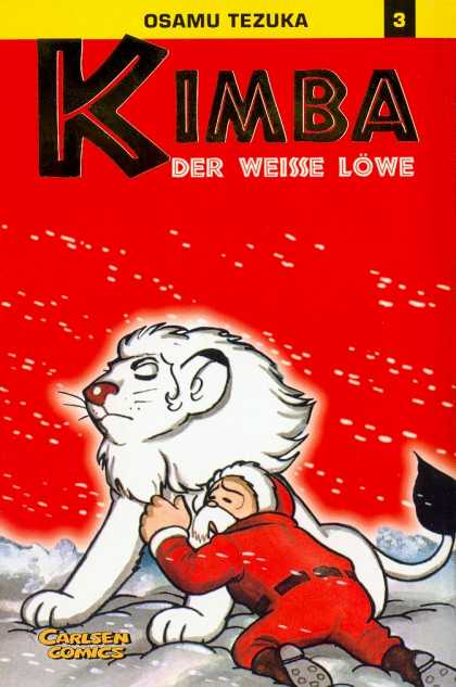 Kimba 3 - Santa Claus - White Lion - Snow - Red Background - Black Boots
