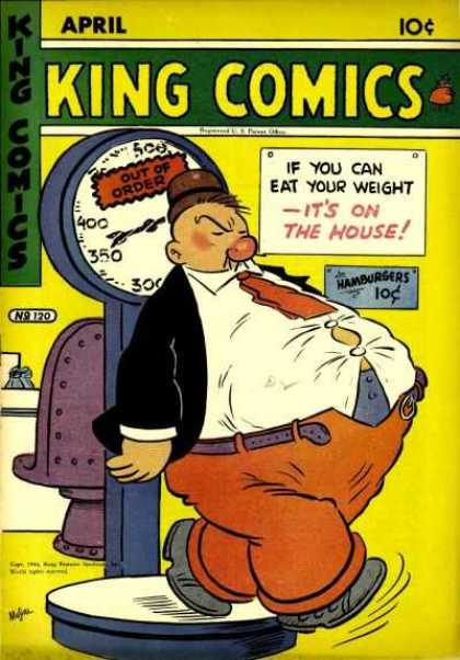 King Comics 120 - Overstuffed Man - Popping Buttons - Food Signs - Broken Scale - Out Of Order Sign
