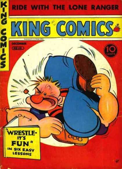 King Comics 68 - Popeye - Book - Ride With The Lone Ranger - Wrestle - Pipe