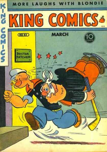 King Comics 83 - Popeye - Doctors Office - Ice Skates - Injury - Hockey