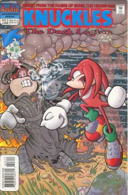 Knuckles 3 - The Dark Legion - Spiked Fist - Prosthetic 3 Spikeed Hand - Cloaked Bad Guy - Smoke In Background