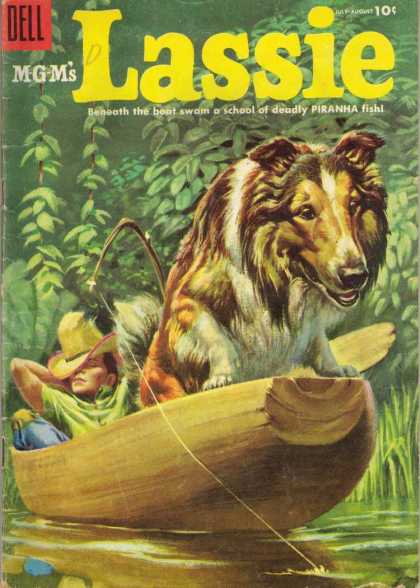 Lassie 23 - Dog - Boat - Stick - Fishing Line - Water