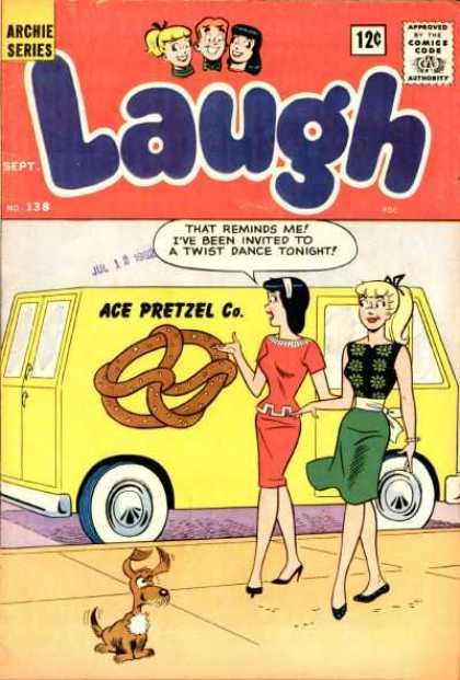 Laugh Comics 138 - Archie And Friends - Veronica And Betty - Pretzel Van - Walking On Sidewalk - Twist Dance