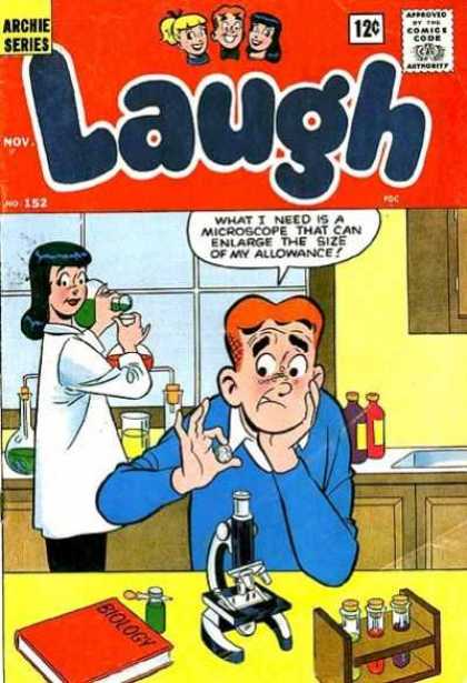 Laugh Comics 152 - Archie Series - Woman - Man - Approved By Comics Code - Microscope
