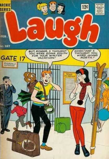 Laugh Comics 167 - Archie Series - Gate 17 - Veronica - Train Schedule - Golf Clubs