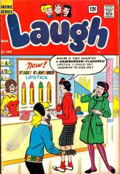 Laugh Comics 168 - Fruit Flavored Lipstick - Cherry - Hamburger Flavored - Jughead - Cosmetic Counter