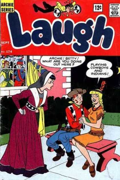 Laugh Comics 174 - Archie Series - Cowboy - 12c - Indian Girl - Bench