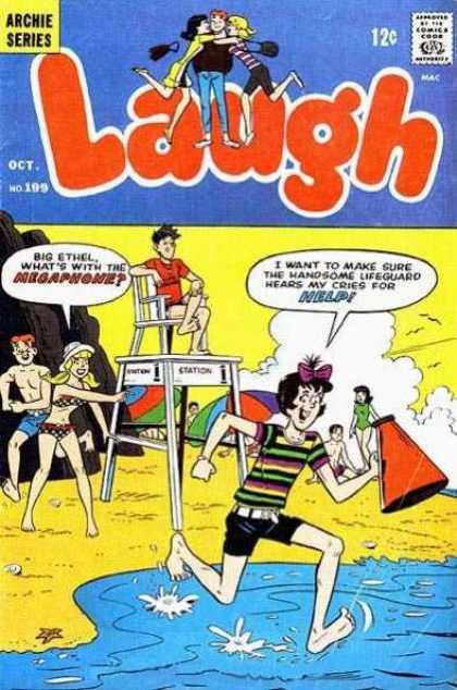 Laugh Comics 199 - Lifeguard - Beach - Megaphone - Big Ethel - Handsome