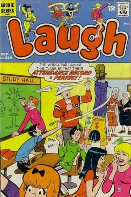 Laugh Comics 249 - Class - Chalkboard - Handstand - Desks - Paperhat