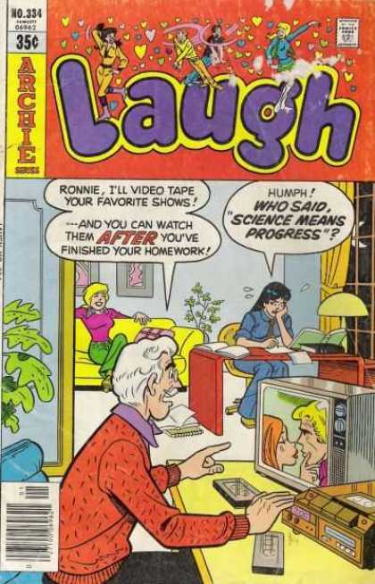 Laugh Comics 334 - Ronnie - Television - Videotapes - Studying - Couch