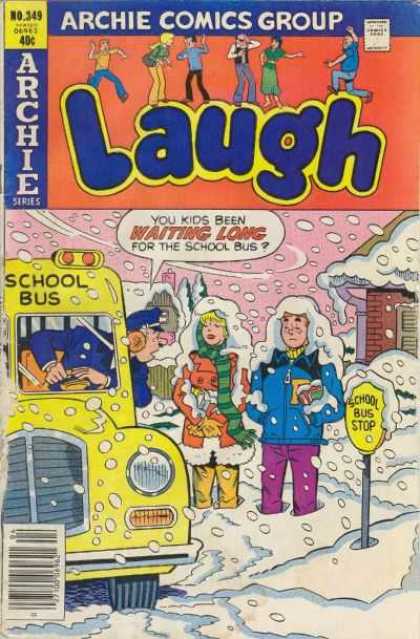 Laugh Comics 349 - School Bus - School Bus Stop - Sign - Snow - Waiting Long
