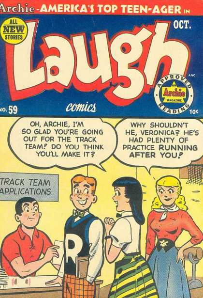 Laugh Comics 59 - Veronica - Betty - Track Team - Letter Sweater - Basketball Goal