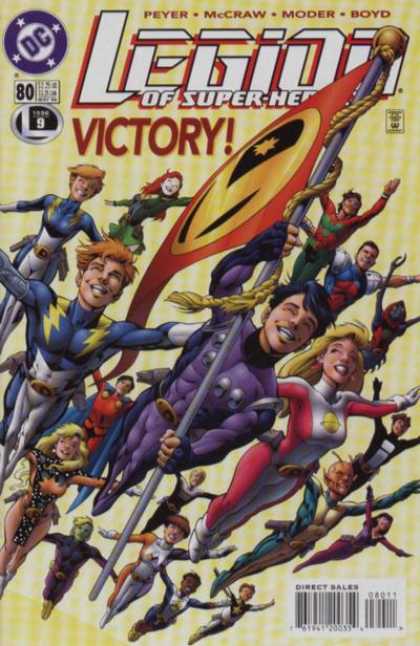 Legion of Super-Heroes (1989) 80 - Victory - Feyer - Issue 80 - Flying - Flag - Alan Davis