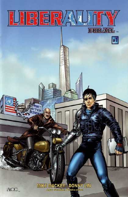 Liberality For All 1 - Mike Mackey - Donny Lin - Motorcycle - Cityscape - Cybernetic Arm
