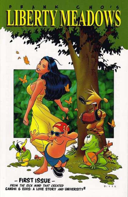 Liberty Meadows 1 - First Issue - Yellow Dress - Butterflies - Tree - Pig With Glasses - Frank Cho