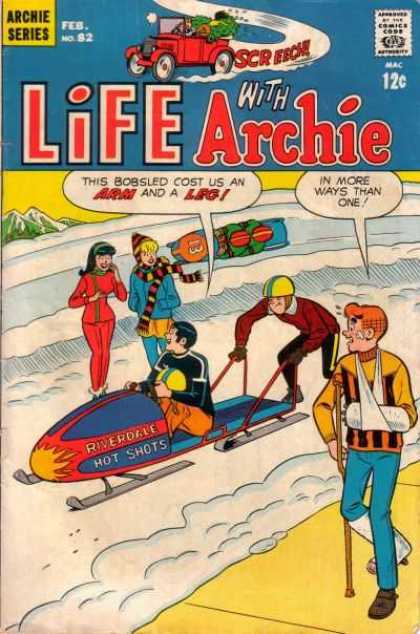 Life With Archie 82 - Snow Mobiles - Snow - Crutches - Arm Sling - Sidewalk