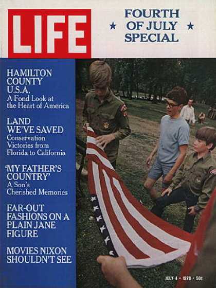 Life - Iowa boy scouts with flag