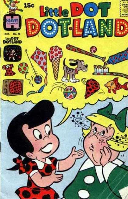 Little Dot Dotland 42 - Harvey Comics - Approved By The Comics Code - Clown - Dog - Girl