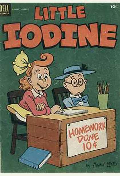 Little Iodine 22 - Dell Comic - Homework Done - Hats - Pencils - Book