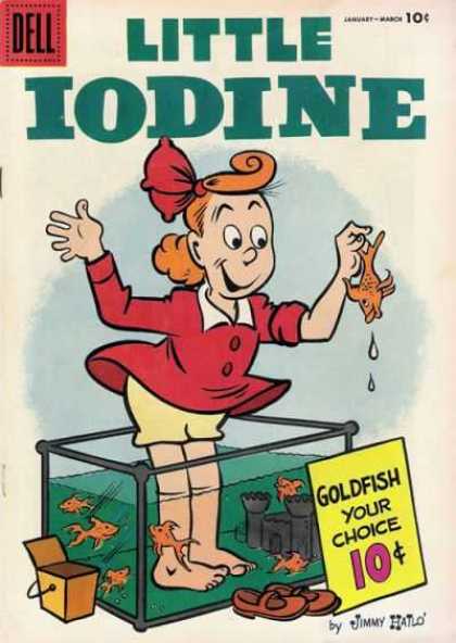 Little Iodine 29 - Goldfish - Fish Tank - Barefoot - Red Dress - Red Hair