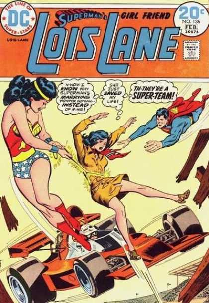 Lois Lane 136 - Superman - The Line Of Super-stars - Approved By Comics Code - Wonder Woman - Car
