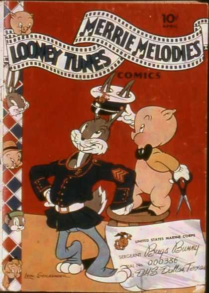 Looney Tunes 18 - Bugs Bunny - Porky Pig - Leon Schlesinger - Red And Blue - Classic Characters