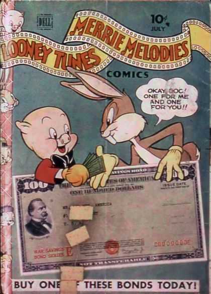Looney Tunes 33 - Porky Pig - Bugs Bunny - Money - One Hundred Dollar Bond - War Savings Bond Promotion