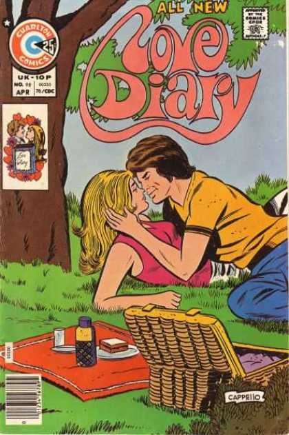 Love Diary 98 - Picnic - Hearts - Tree - Picnic Basket - Kiss